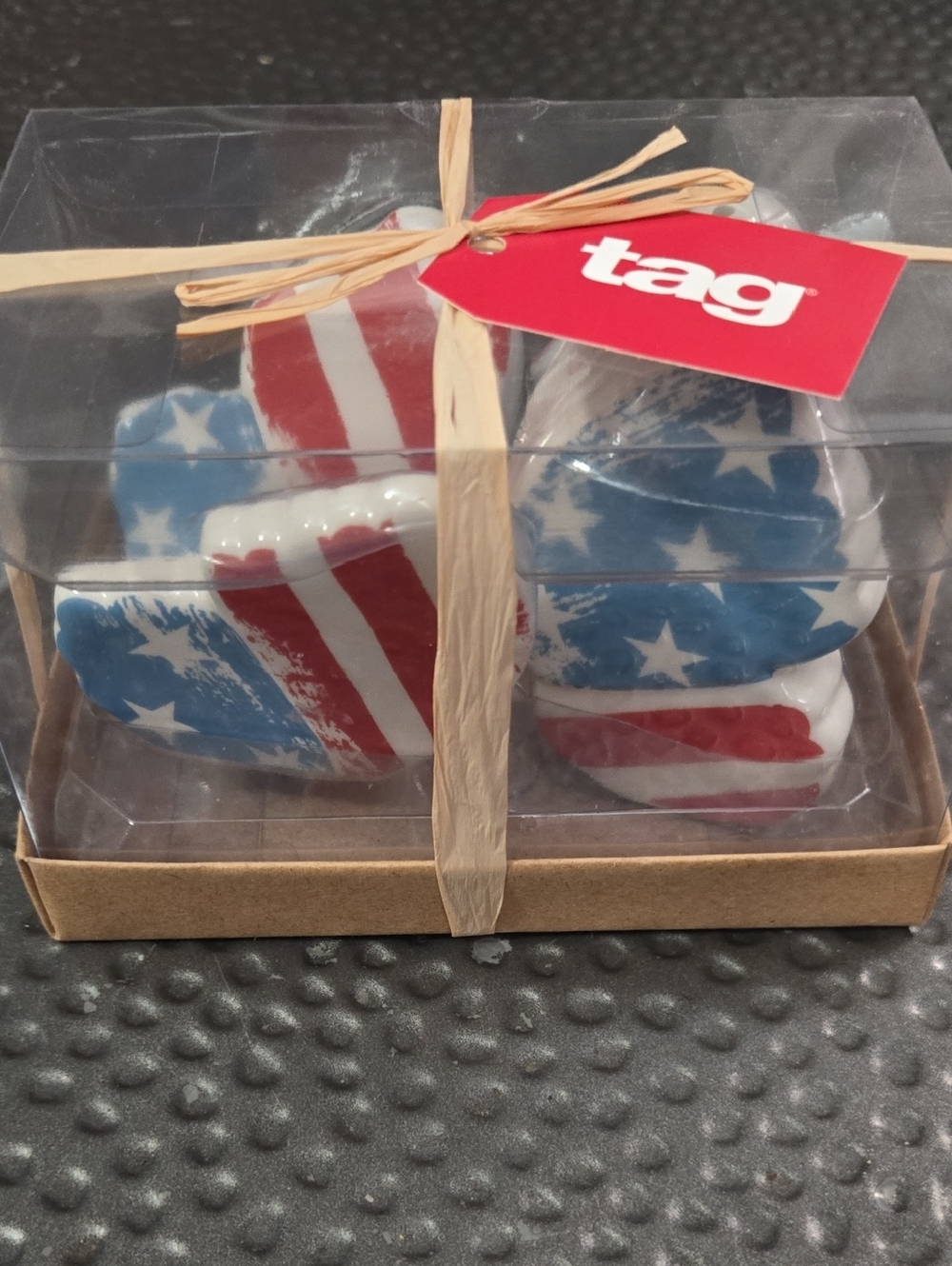 NIB Patriotic Butterfly Ceramic Salt & Pepper Shakers